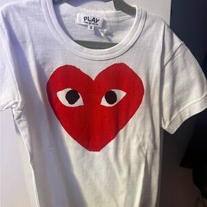 Comme des Garcons PLAY Kids White Tee with Red Heart